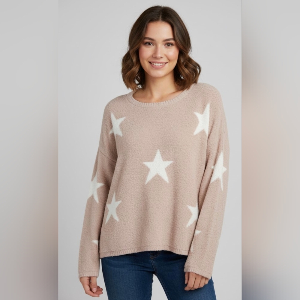 moon & madison Beige Star Sweater